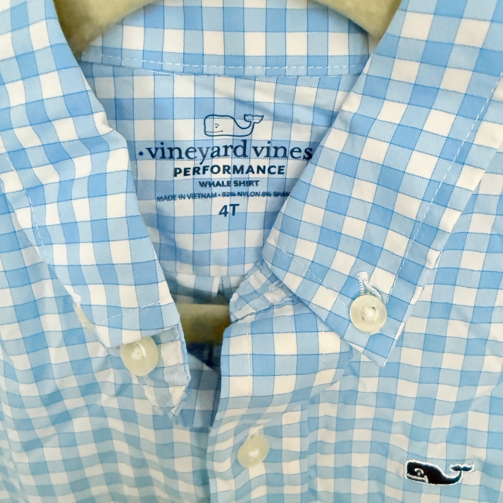 Vineyard Vines Light Blue Checkered Shirt Perfomance 4 - Picture 3 of 4